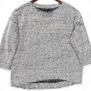 Jones New York Sweater Womens 2X Gray Eyelash Boucle Knit Pullover 3/4 Sleeve